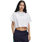 Under Armour Varsity Mix Heavyweight Kadın Kısa Kollu Crop T-Shirt Beyaz