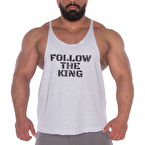 Kingsize Follow The King Antrenman Atleti Ön Baskılı Açık Gri Melanj