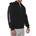 Kingsize Follow The King Kapüşonlu Fermuarlı Sweatshirt Siyah