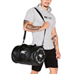 MuscleCloth Deri Silindir Çanta Siyah
