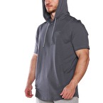 MuscleCloth MC-X Kapüşonlu Kısa Kollu Sweatshirt Füme