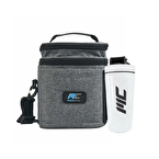 MuscleCloth Termo Çanta Seti Gri + Paslanmaz Çelik Shaker 739 ml Beyaz