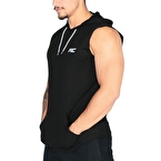 MuscleCloth Training Kapüşonlu Kolsuz T-Shirt Siyah