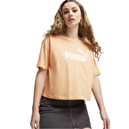 Puma Essentials Logo Cropped Kadın Kısa Kollu T-Shirt Turuncu