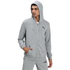 Puma Essentials Small Logo Fermuarlı Kapüşonlu Sweatshirt Gri