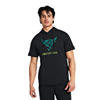 Under Armour Project Rock Terry Payoff Kısa Kollu Kapüşonlu Sweatshirt Siyah