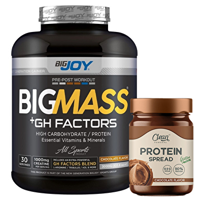 Big Joy Big Mass + GH Factors 3000 Gr + Clean Powders Protein Spread Çikolata Kombinasyonu