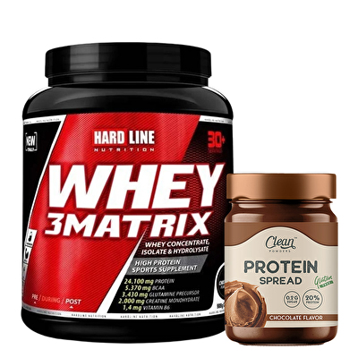 Hardline Whey 3 Matrix 908 Gr + Clean Powders Protein Spread Çikolata Kombinasyonu