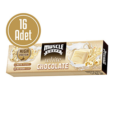 Muscle Cheff Proteinli Beyaz Çikolata 35 Gr 16 Adet