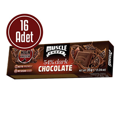 Muscle Cheff Proteinli Bitter Çikolata 35 Gr 16 Adet