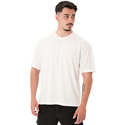 MuscleCloth Basic Oversize T-Shirt Kırık Beyaz
