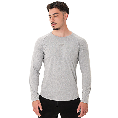 MuscleCloth Elite Reglan Uzun Kollu T-Shirt Gri Melanj