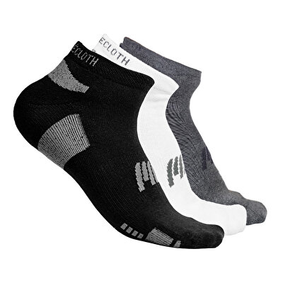 MuscleCloth Stay Fresh Çorap 3'Lü Paket Gri Beyaz Siyah