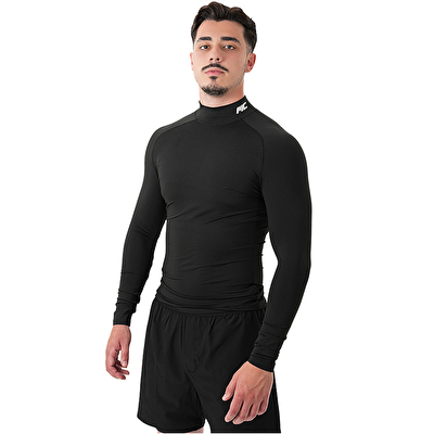 MuscleCloth Tech Mock Uzun Kollu T-Shirt Siyah