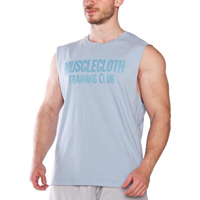 MuscleCloth Training Club Drop Arm Kolsuz T-Shirt Açık Mavi