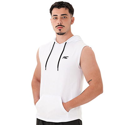 MuscleCloth Training Kapüşonlu Kolsuz T-Shirt Beyaz