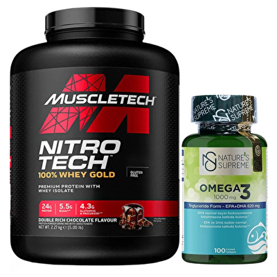 Muscletech Nitro-Tech %100 Whey Gold Protein 2270 Gr + Nature's Supreme Omega 3 1000 Mg 100 Kapsül Kombinasyonu