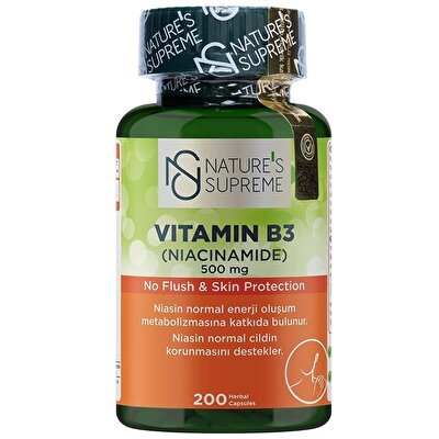 Nature's Supreme Vitamin B3 500 Mg (No Flush) 200 Kapsül