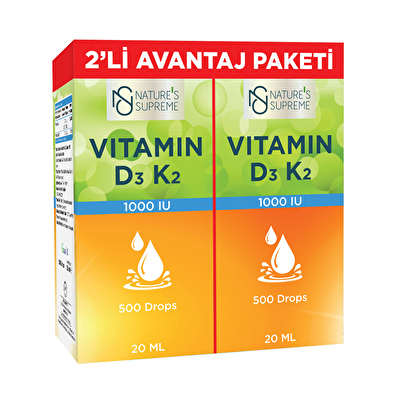 Nature's Supreme Vitamin D3 + K2 Damla 2 x 20 mL