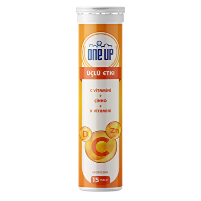 One Up Üçlü Etki C Vitamini + Çinko + D Vitamini 15 Efervesan Tablet