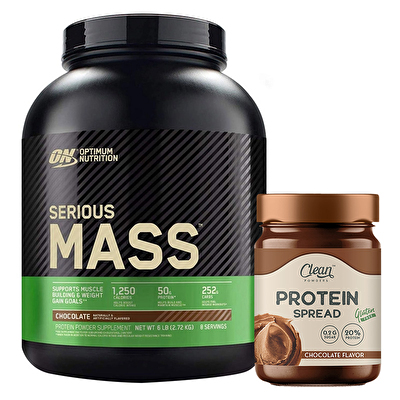 Optimum Serious Mass 2727 Gr + Clean Powders Protein Spread Çikolata Kombinasyonu