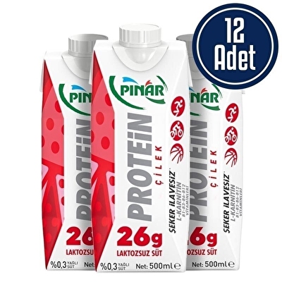 Pınar Proteinli Laktozsuz Süt 500 mL 12 Adet