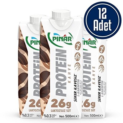 Pınar Proteinli Laktozsuz Süt 500 mL 12 Adet