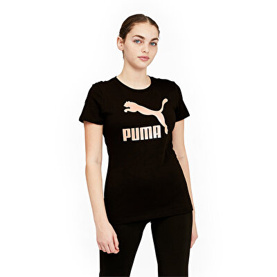 Puma Classics Metallic Logo Kadın Kısa Kollu T-Shirt Siyah