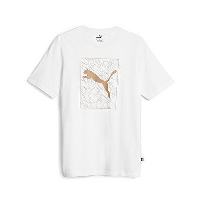 Puma Graphics Cat Kısa Kollu T-Shirt Beyaz Gold
