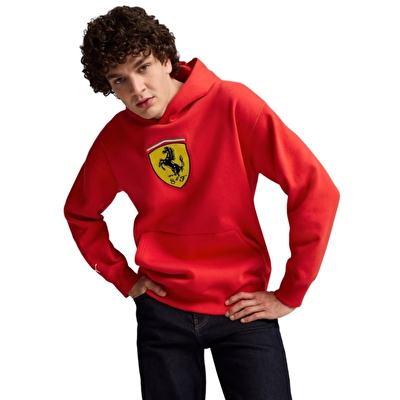 Puma Scuderia Ferrari Race Big Shield Kapüşonlu Sweatshirt Kırmızı