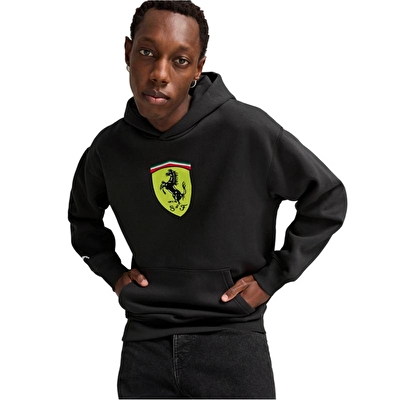 Puma Scuderia Ferrari Race Big Shield Kapüşonlu Sweatshirt Siyah