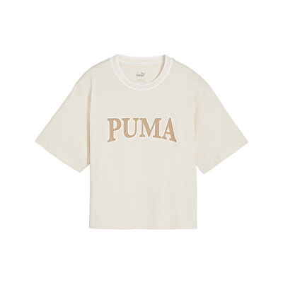 Puma Squad Graphic Kadın Kısa Kollu T-Shirt Bej