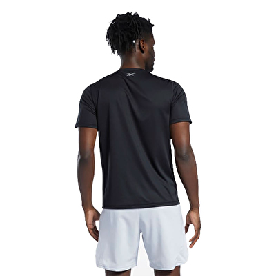 Reebok Running Speedwick Graphic K sa Kollu T Shirt Siyah Supplementler