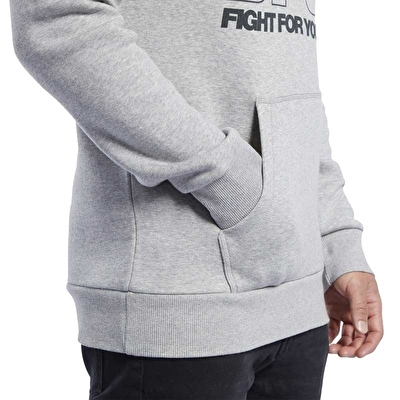 Reebok Ufc Fan Gear Hoodie Kapu onlu Sweatshirt Gri Supplementler