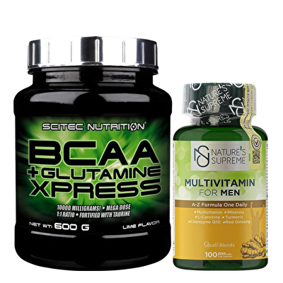 Scitec BCAA+Glutamine Xpress 600 Gr + Nature's Supreme Multivitamin for Men 100 Kapsül Kombinasyonu