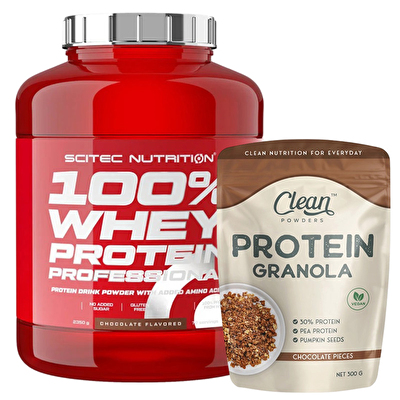 Scitec Whey Professional Whey Protein 2350 Gr + Clean Powders Protein Granola Kombinasyonu