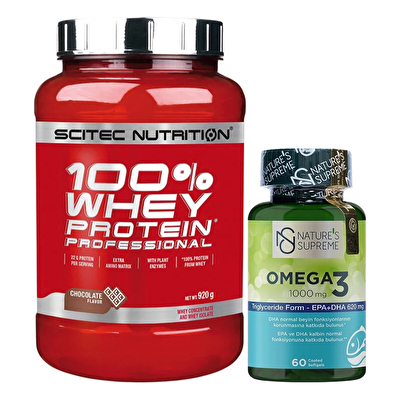 Scitec Whey Protein 920 Gr + Nature's Supreme Omega 3 1000 Mg 60 Kapsül Kombinasyonu