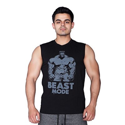 Supplementler.com Beast Mode Hlk Kolsuz T-Shirt Siyah