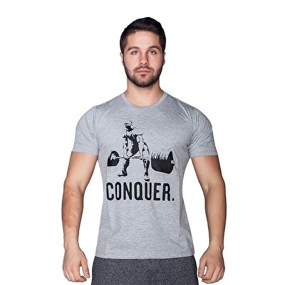 Supplementler.com Halter Conquer T-Shirt Açık Gri