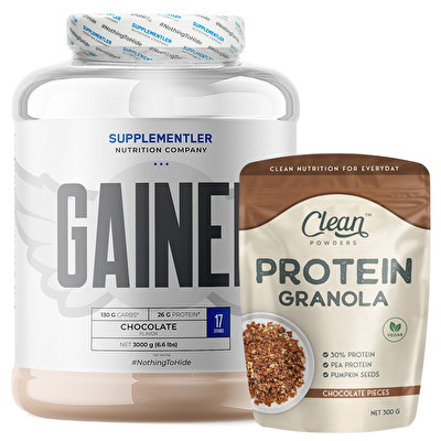 Supplementler.com Gainer 3000 Gr + Clean Powders Protein Granola Kombinasyonu