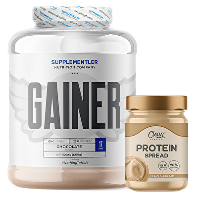 Supplementler.com Gainer 3000 Gr + Clean Powders Protein Spread Fındık Kreması Kombinasyonu