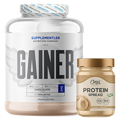 Supplementler.com Gainer 3000 Gr + Clean Powders Protein Spread Fındık Kreması Kombinasyonu