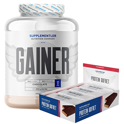 Supplementler.com Gainer 3000 Gr + Protein Gofret 12 Adet Kombinasyonu
