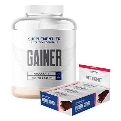 Supplementler.com Gainer 3000 Gr + Protein Gofret 12 Adet Kombinasyonu