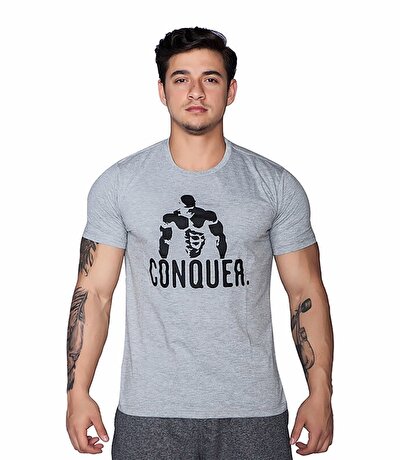 Supplementler.com Posing Conquer T-Shirt Açık Gri