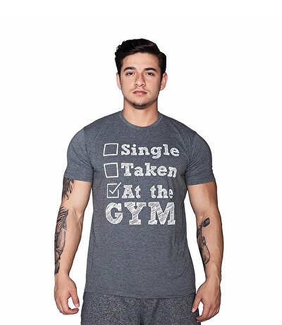Supplementler.com Single Taken At The Gym T-Shirt Koyu Gri