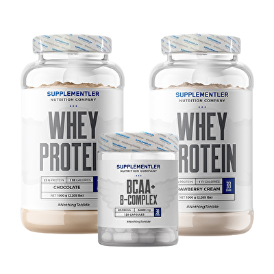 Supplementler.com Whey Protein 1000 Gr 2 Adet + BCAA+ B-Complex Kombinasyonu