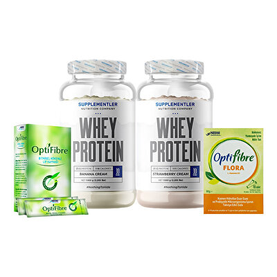 Supplementler.com Whey Protein 1000 Gr 2 Adet+ Optifibre & Flora Saşe Hediye