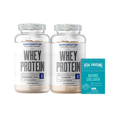 Supplementler.com Whey Protein 1000 gr. 2 adet + Vital Proteins Marine Collagen Saşe