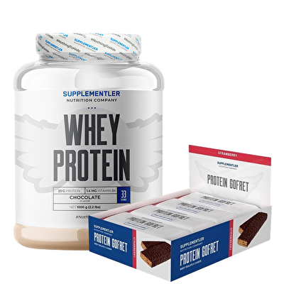 Supplementler.com Whey Protein 1000 Gr + Protein Gofret 12 Adet Kombinasyonu